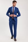 Erkek Slim Fit Mono Yaka Likralı Esnek Kumaş İndigo Takım Elbise