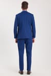 Erkek Slim Fit Mono Yaka Likralı Esnek Kumaş İndigo Takım Elbise