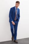 Erkek Slim Fit Mono Yaka Likralı Esnek Kumaş İndigo Takım Elbise