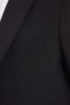 Erkek Slim Fit Mono Yaka Likralı Esnek Kumaş Siyah Takım Elbise