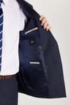 Erkek Slim Fit Lacivert Esnek Likralı Kumaş Sivri Yaka Kapaklı Cepli Kruvaze Takım Elbise