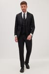 Erkek Slim Fit Siyah Esnek Likralı Kumaş Sivri Yaka Yelekli Takım Elbise