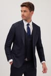 Erkek Slim Fit Lacivert Esnek Likralı Kumaş Sivri Yaka Yelekli Takım Elbise