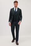 Erkek Slim Fit Haki Esnek Likralı Kumaş Sivri Yaka Yelekli Takım Elbise
