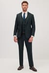Erkek Slim Fit Haki Esnek Likralı Kumaş Sivri Yaka Yelekli Takım Elbise