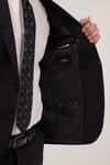 Erkek Slim Fit Mono Yaka Likralı Esnek Kumaş Siyah Takım Elbise