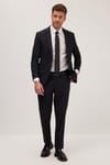 Erkek Slim Fit Mono Yaka Likralı Esnek Kumaş Siyah Takım Elbise