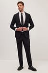 Erkek Slim Fit Mono Yaka Likralı Esnek Kumaş Siyah Takım Elbise