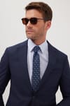 Erkek Slim Fit Mono Yaka Likralı Esnek Kumaş Lacivert Takım Elbise