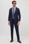 Erkek Slim Fit Mono Yaka Likralı Esnek Kumaş Lacivert Takım Elbise