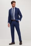 Erkek Slim Fit Mono Yaka Likralı Esnek Kumaş Koyu Lacivert Takım Elbise