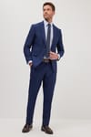 Erkek Slim Fit Mono Yaka Likralı Esnek Kumaş Koyu Lacivert Takım Elbise