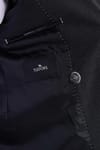 Erkek Slim Fit Sivri Yaka Çizgili Kapaklı Cepli Antrasit Takım Elbise