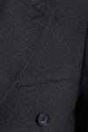 Erkek Slim Fit Sivri Yaka Çizgili Kapaklı Cepli Antrasit Takım Elbise