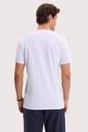 Erkek Slim Fit Dar Kesim Pamuklu Yumuşak Dokulu Likralı Esnek Kumaş Düz Basic Beyaz V Yaka Tişört