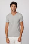 Slim Fit V Yaka Düz Basıc Kısa Kol T-Shirt