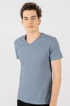 Slim Fit Dar Kesim V Yaka Düz Basıc Kısa Kol T-Shirt