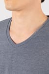 Slim Fit Dar Kesim V Yaka Oxford Erkek T-Shirt
