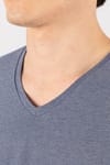 Slim Fit Dar Kesim V Yaka Oxford Erkek T-Shirt