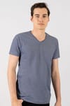 Slim Fit Dar Kesim V Yaka Oxford Erkek T-Shirt