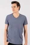 Slim Fit Dar Kesim V Yaka Oxford Erkek T-Shirt