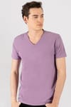 Slim Fit Dar Kesim V Yaka Oxford Erkek T-Shirt