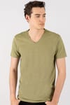 Slim Fit Dar Kesim V Yaka Oxford Erkek T-Shirt