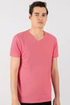 Slim Fit Dar Kesim V Yaka Oxford Erkek T-Shirt