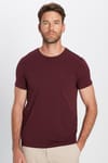 Erkek Slim Fit Dar Kesim Pamuklu Yumuşak Dokulu Esnek Kumaş Düz Basic Bordo Bisiklet Yaka Tişört