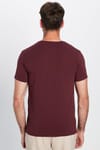 Erkek Slim Fit Dar Kesim Pamuklu Yumuşak Dokulu Esnek Kumaş Düz Basic Bordo Bisiklet Yaka Tişört