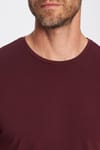 Erkek Slim Fit Dar Kesim Pamuklu Yumuşak Dokulu Esnek Kumaş Düz Basic Bordo Bisiklet Yaka Tişört