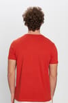 Erkek Slim Fit Dar Kesim Pamuklu Yumuşak Dokulu Esnek Kumaş Düz Basic Kiremit Bisiklet Yaka Tişört