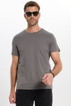 Erkek Slim Fit Dar Kesim Pamuklu Yumuşak Doku Esnek Kumaş Basic Gri Bisiklet Yaka Tişört