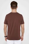 Erkek Slim Fit Dar Kesim Pamuklu Yumuşak Dokulu Esnek Kumaş Düz Basic Kahverengi Bisiklet Yaka Tişört
