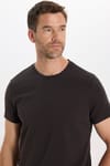 Erkek Slim Fit Dar Kesim Pamuklu Yumuşak Doku Esnek Kumaş Basic Kahverengi Bisiklet Yaka Tişört