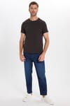 Erkek Slim Fit Dar Kesim Pamuklu Yumuşak Doku Esnek Kumaş Basic Kahverengi Bisiklet Yaka Tişört