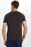 Erkek Slim Fit Dar Kesim Pamuklu Yumuşak Doku Esnek Kumaş Basic Kahverengi Bisiklet Yaka Tişört