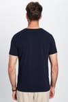 Erkek Slim Fit Dar Kesim Pamuklu Yumuşak Dokulu Esnek Kumaş Düz Basic Lacivert Bisiklet Yaka Tişört