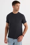 Erkek Slim Fit Dar Kesim Pamuklu Yumuşak Doku Likralı Esnek Kumaş Basic Gri Bisiklet Yaka Tişört