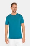 Erkek Slim Fit Dar Kesim Pamuklu Yumuşak Dokulu Esnek Kumaş Düz Basic Petrol Bisiklet Yaka Tişört
