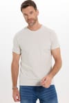 Erkek Slim Fit Dar Kesim Pamuklu Yumuşak Doku Esnek Kumaş Basic Bej Bisiklet Yaka Tişört