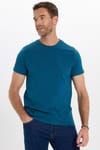 Erkek Slim Fit Dar Kesim Pamuklu Yumuşak Doku Esnek Kumaş Basic Petrol Mavisi Bisiklet Yaka Tişört