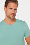Erkek Slim Fit Dar Kesim Pamuklu Yumuşak Dokulu Esnek Kumaş Düz Basic Yeşil Bisiklet Yaka Tişört