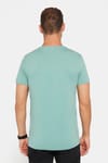 Erkek Slim Fit Dar Kesim Pamuklu Yumuşak Dokulu Esnek Kumaş Düz Basic Yeşil Bisiklet Yaka Tişört