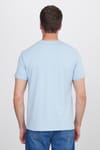 Erkek Slim Fit Dar Kesim Pamuklu Yumuşak Doku Likralı Esnek Kumaş Basic Mavi Bisiklet Yaka Tişört