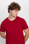 Slim Fit Bisiklet Yaka Düz Basıc Kısa Kol T-Shirt