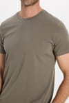 Erkek Slim Fit Dar Kesim Pamuklu Yumuşak Doku Esnek Kumaş Basic Bisiklet Yaka Haki Tişört