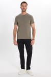 Erkek Slim Fit Dar Kesim Pamuklu Yumuşak Doku Esnek Kumaş Basic Bisiklet Yaka Haki Tişört
