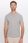 Erkek Slim Fit Dar Kesim Pamuklu Yumuşak Dokulu Esnek Kumaş Düz Basic Gri Bisiklet Yaka Tişört