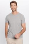 Erkek Slim Fit Dar Kesim Pamuklu Yumuşak Dokulu Esnek Kumaş Düz Basic Gri Bisiklet Yaka Tişört